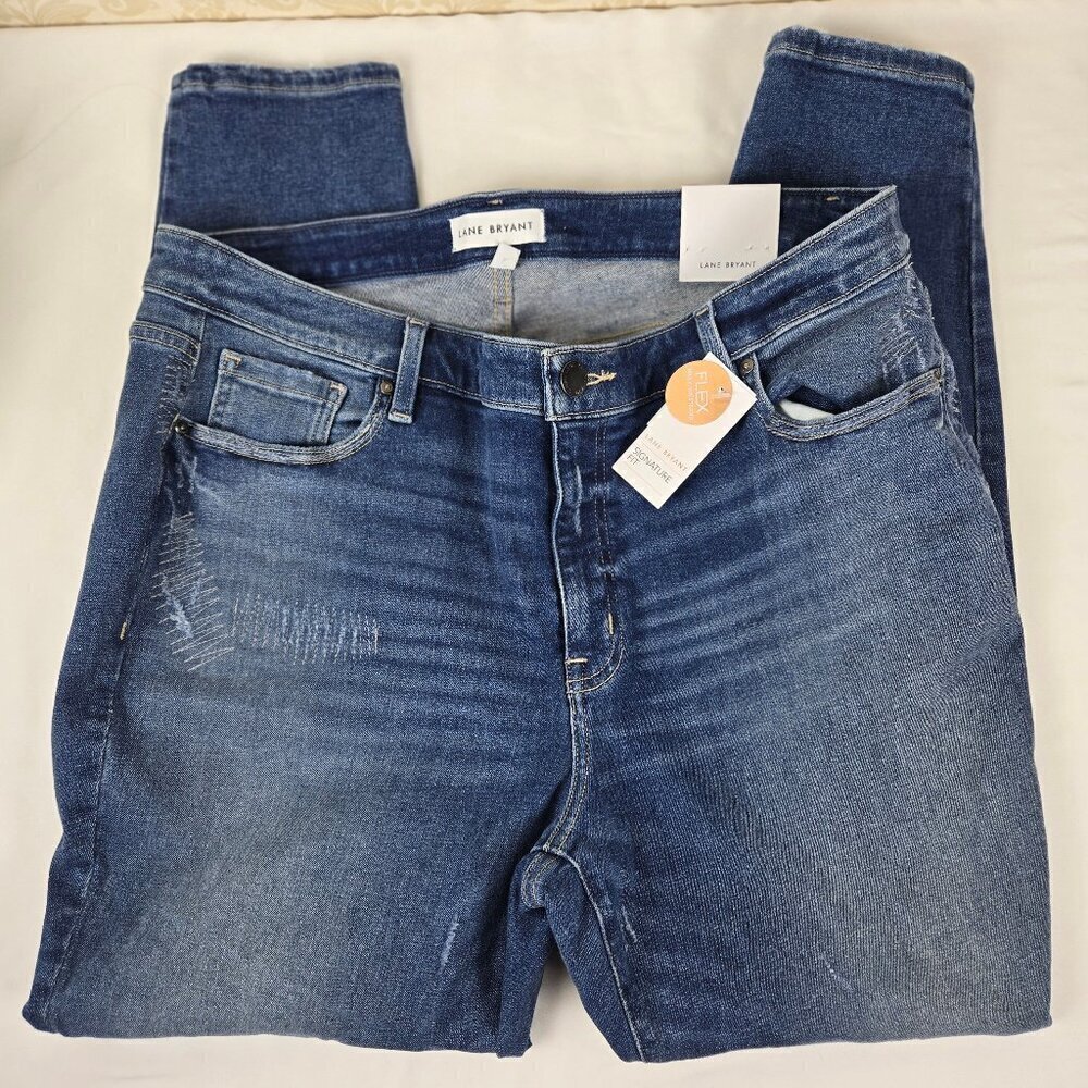 Lane Bryant Size 20 Mid-Rise Skinny Jean Flex Magic Waistband Distressed NWT